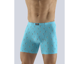 GINA pánské boxerky s delší nohavičkou, delší nohavička, šité, s potiskem  74119P  - tm. tyrkysová bílá 50/52