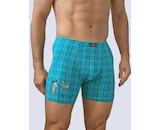 GINA pánské boxerky s delší nohavičkou, delší nohavička, šité, s potiskem Funny collection 74097P - tm. tyrkysová 50/52