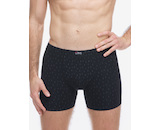 GINA pánské boxerky s delší nohavičkou nadměrné, šité, s potiskem  74182P  - černá tm. šedá 62/64
