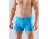 GINA pánské boxerky s kratší nohavičkou, kratší nohavička, šité, s potiskem 73099P - tyrkysová tm. šedá 46/48