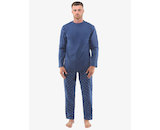 GINA pánské pyžamo dlouhé pánské, šité, s potiskem Pyžama 2022 79129P  - lékořice měsíc L