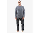 GINA pánské pyžamo dlouhé pánské, šité, s potiskem Pyžama 2022 79131P  - šedá černá L