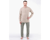 GINA pánské pyžamo dlouhé pánské, šité, s potiskem Pyžama 2024 79175P - šedohnědá šedá S