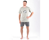 GINA pánské pyžamo krátké pánské, šité, s potiskem Pyžama 2024 79170P  - šedá černá S