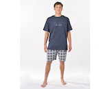 GINA pánské pyžamo krátké pánské, šité, s potiskem Pyžama 2025 79198P  - tm. šedá šedá L