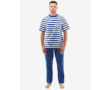 GINA pánské pyžamo triko krátký rukáv, dlouhé kalhoty, šité, jednobarevné Pyžama 2022 79140P  - lékořice bílá L