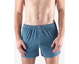 GINA pánské trenky volné bez zadního švu, šité, s potiskem  75188P  - petrolejová sv. šedá 46/48