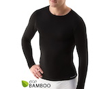 GINA pánské tričko s dlouhým rukávem, dlouhý rukáv, bezešvé, jednobarevné Eco Bamboo 58007P  - černá  L/XL