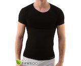 GINA pánské tričko s krátkým rukávem, krátký rukáv, bezešvé Eco Bamboo 58006P  - černá  M/L