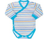 Kojenecké body s dlouhým rukávem celorozepínací New Baby Puppik 2 tyrkysové