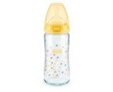 Skleněná kojenecká láhev NUK New Classic 240 ml žlutá