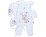 Soupravička 4-dílná New Baby Sloník bílo šedá