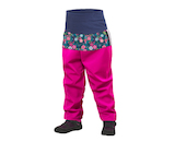 Unuo, Batolecí softshellové kalhoty s fleecem Basic, Fuchsiová, Květinky Velikost: 86/92