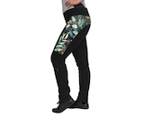 Unuo, Dámské softshellové kalhoty s fleecem pružné Action, Černá, Listy a větvičky Velikost: XXL