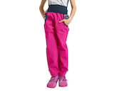 Unuo, Dětské softshellové kalhoty s fleecem Basic, Fuchsiová, Květinky Velikost: 104/110