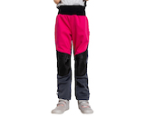 Unuo, Dětské softshellové kalhoty s fleecem pružné Flexi, Tm. Šedá, Fuchsiová Velikost: 128/134