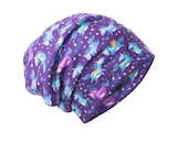 unuo fleecová čepice Jednorožci na noční obloze (Fleece cap, unicorns) Velikost (Size): M (49 - 52 cm)
