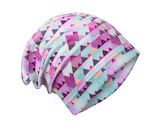 unuo fleecová čepice Mini trojúhelníčky, holčičí (Fleece cap, triangles, girl) Velikost (Size): M (49 - 52 cm)