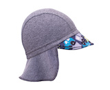 unuo Funkční čepice s kšiltem a plachetkou UV 50+ Autíčka, šedá (UV cap with wimple, cars, grey) Velikost (Size): XS (42 - 44 c