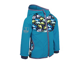 unuo Softshellová bunda bez zateplení Autíčka aqua + reflexní obrázek Evžen na rukávku (softshell jacket, no insulation, cars,