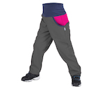 unuo softshellové kalhoty s fleecem DUO Antracitové s Fuchsiovou (Softshell kids trousers with fleece, anthracite and fuchsia)