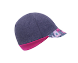 Unuo, Teplákovinová čepice s kšiltem Street, Jeans temný, Květinky (warmer cotton cap Street, dark jeans, flowers) Velikost (Si