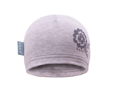 unuo teplákovinová čepice Šedý melír + REFLEXNÍ KVĚTINKA (warmer cotton cap, grey melange) Velikost (Size): S (45 - 48 cm)