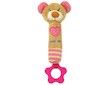 Dětská pískací plyšová hračka s kousátkem Baby Mix medvídek růžový - Růžová
