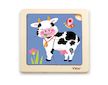 Dřevěné puzzle pro nejmenší Viga 4 ks Kravička - Multicolor
