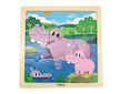 Dřevěné puzzle pro nejmenší Viga 9 ks Hroch - Multicolor