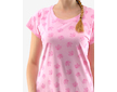 GINA dámské košilka noční dámská krátký rukáv, šité, s potiskem Pyžama 2022 19132P  - růžovofialová pink M