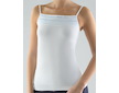 GINA dámské košilka, úzká ramínka, bezešvé Širší lem s proužky 08996P  - bílá tyrkysová S/M