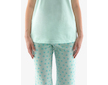GINA dámské pyžamo ¾ dámské, 3/4 kalhoty, šité, s potiskem Pyžama 2022 19140P  - aqua akvamarín L