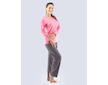 GINA dámské pyžamo dlouhé dámské, šité, s potiskem Pyžama 2021 19125P  - muškátová tm. šedá M - muškátová tm. šedá