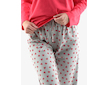 GINA dámské pyžamo dlouhé dámské, šité, s potiskem Pyžama 2022 19137P  - třešňová sv. šedá L