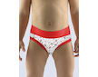 GINA dětské kalhotky klasické dívčí, úzký bok, šité, s potiskem Disco XIV 20020P  - červená bílá 116/122 - červená bílá