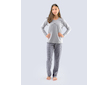 GINA dětské pyžamo dlouhé dívčí, šité, s potiskem Pyžama 2021 29001P  - šedá černá 152/158 - šedá černá