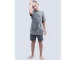 GINA dětské pyžamo krátké chlapecké, šité, s potiskem Pyžama 2017 79052P  - šedá tm. šedá 140/146 - šedá tm. šedá