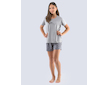GINA dětské pyžamo krátké dívčí, šité, s potiskem Pyžama 2021 29006P  - šedá černá 140/146 - šedá černá