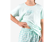 GINA dětské pyžamo krátké dívčí, šité, s potiskem Pyžama 2022 29008P  - aqua akvamarín 140/146