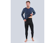 GINA pánské pyžamo dlouhé pánské, šité, jednobarevné Pyžama 2020 79087P  - lékořice černá S - lékořice černá