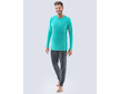 GINA pánské pyžamo dlouhé pánské, šité, jednobarevné Pyžama 2021 79115P  - peprmint tm. šedá L - peprmint tm. šedá