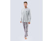 GINA pánské pyžamo dlouhé pánské, šité, s potiskem Pyžama 2021 79109P  - sv. šedá mahagon XL - sv. šedá mahagon