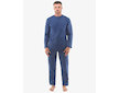 GINA pánské pyžamo dlouhé pánské, šité, s potiskem Pyžama 2022 79129P  - lékořice měsíc M - lékořice měsíc