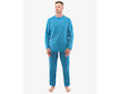 GINA pánské pyžamo dlouhé pánské, šité, s potiskem Pyžama 2022 79129P  - petrolejová měsíc L - petrolejová měsíc