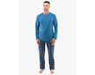 GINA pánské pyžamo dlouhé pánské, šité, s potiskem Pyžama 2022 79137P  - petrolejová černá M - petrolejová černá