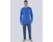 GINA pánské pyžamo dlouhé pánské, šité, s potiskem Pyžama 2019 79069P  - modrá lékořice XXL - modrá lékořice