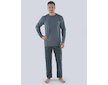 GINA pánské pyžamo dlouhé pánské, šité, s potiskem Pyžama 2019 79069P  - tm. šedá lahvová XXXL - tm. šedá lahvová