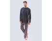 GINA pánské pyžamo dlouhé pánské, šité, s potiskem Pyžama 2021 79111P  - lékořice brandy M - lékořice brandy