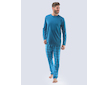 GINA pánské pyžamo dlouhé pánské, šité, s potiskem Pyžama 2021 79113P  - petrolejová dunaj XL - petrolejová dunaj